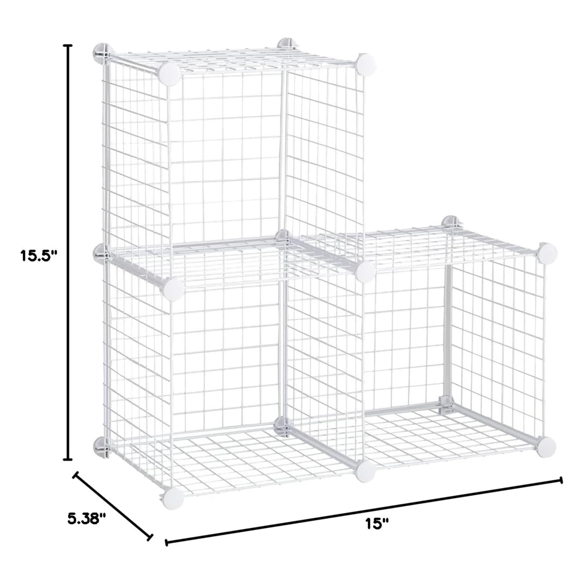 Rubbermaid 3 Piece Storage Wire Stackable Cube Set Easy Assemble White for Closet/Bookshelf/Toys Multi-Use Home Organizer - Image 3