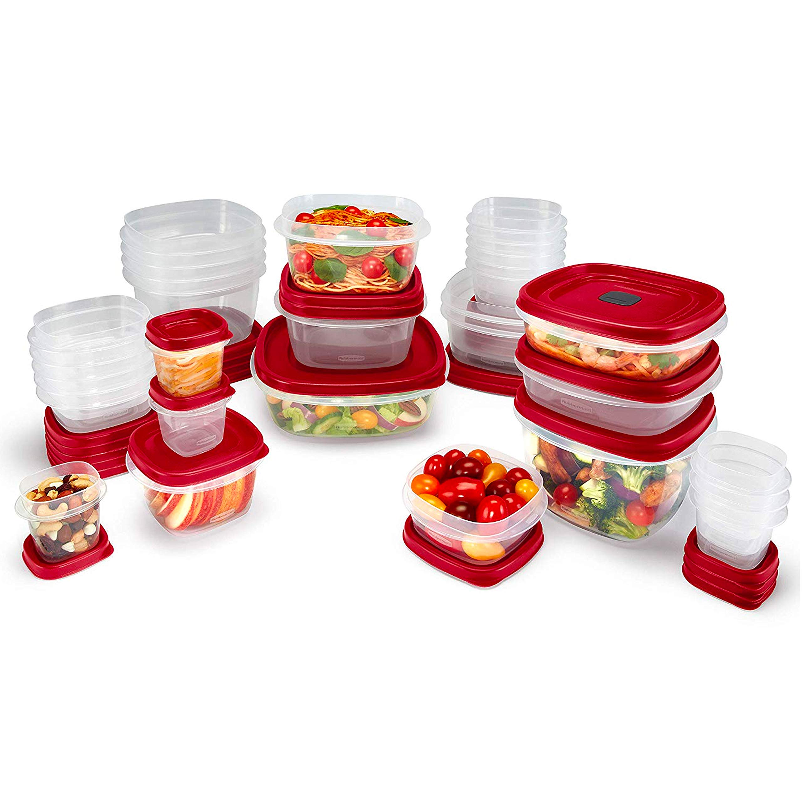 Rubbermaid 60-Piece Food Storage Containers with Lids, Microwave and Dishwasher Safe, Red Color, Ideal for Meal Prep and Pantry Storage - Image 3