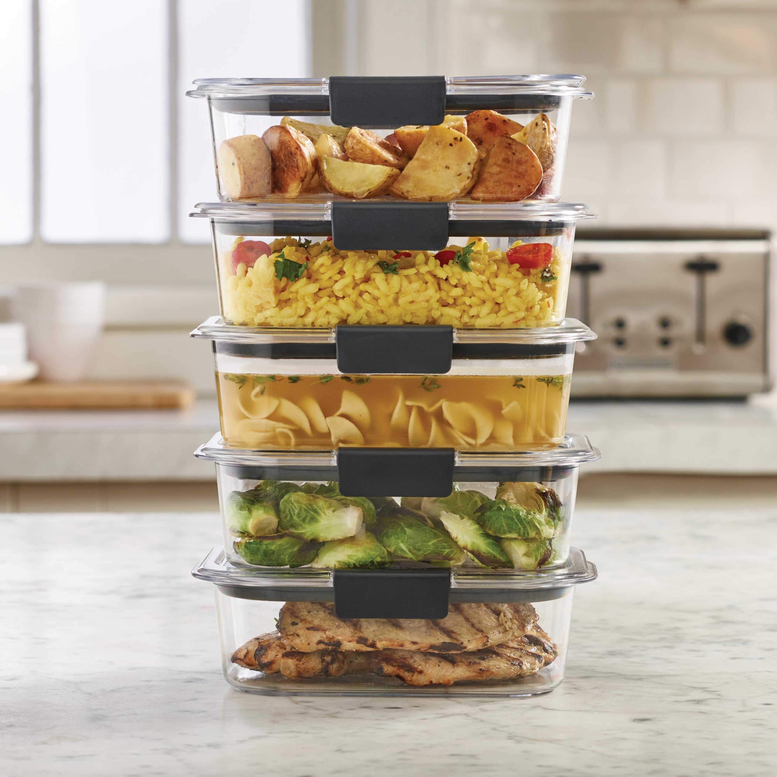Rubbermaid Brilliance Tritan Plastic Food Storage Containers BPA Free Airtight Lids Ideal for Lunch Meal Prep & Leftovers Set of 5 (3.2 Cup) - Image 6