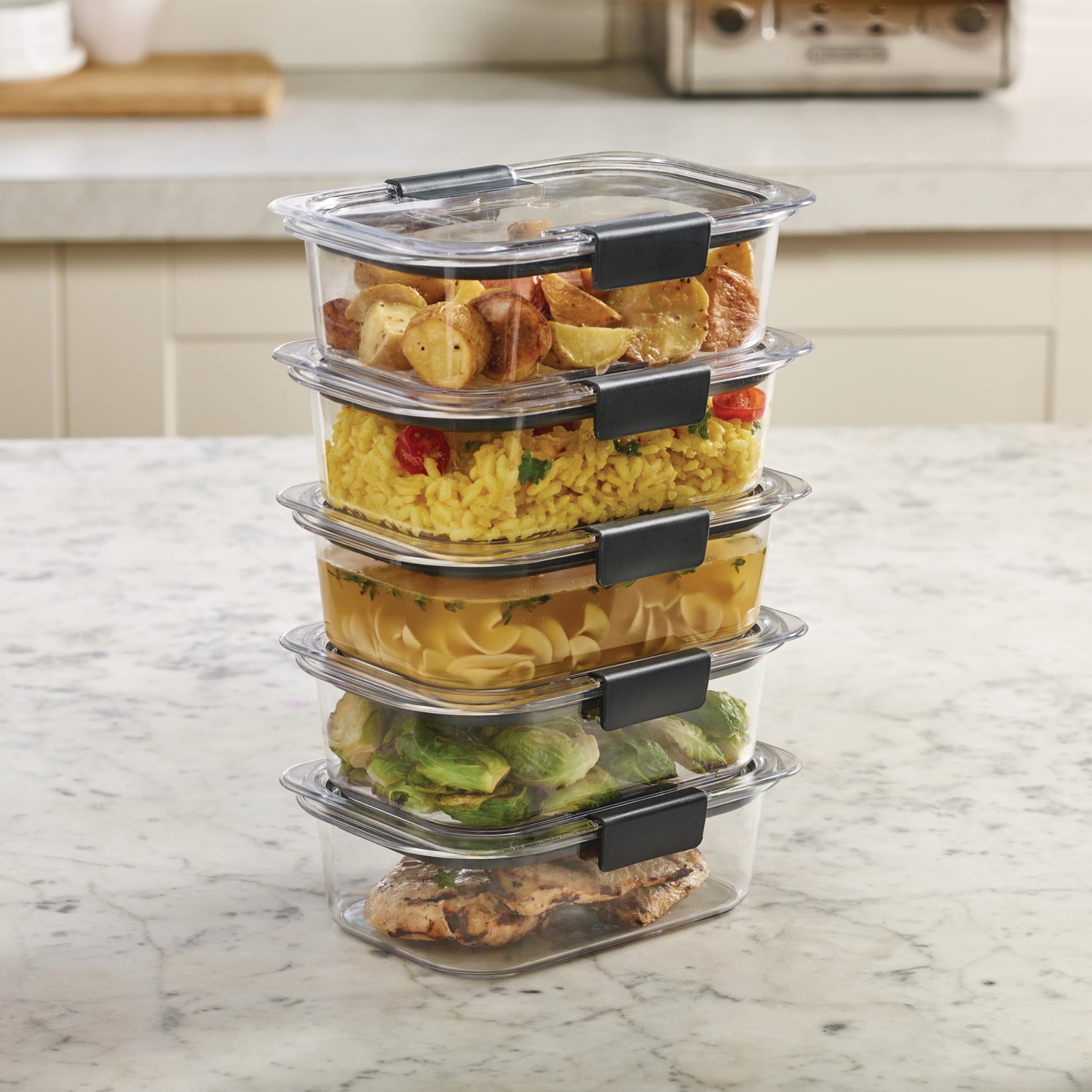 Rubbermaid Brilliance Tritan Plastic Food Storage Containers BPA Free Airtight Lids Ideal for Lunch Meal Prep & Leftovers Set of 5 (3.2 Cup) - Image 7