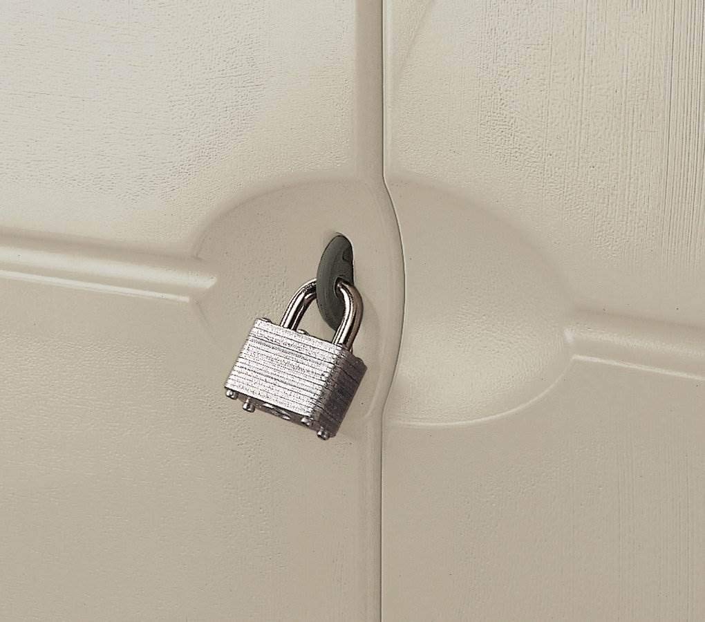 Rubbermaid Compact Vertical Resin Storage Shed With Floor (2 x 2.5 Ft), Weather Resistant, Beige/Brown, Organization for Home/Backyard/Garden Tools/Porch/Patio Cushions/Pool Chemicals/Toys - Image 6