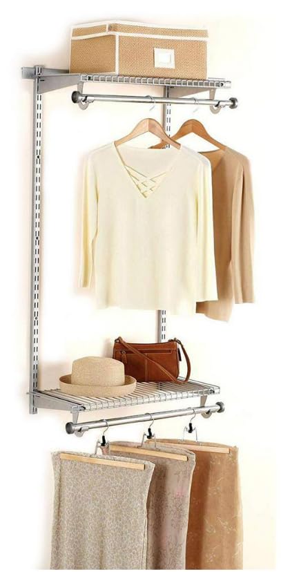 Rubbermaid Configurations Closet Shelves & Hanging Kit (2) 26" Shelves Titanium Custom Pantry Organizer and Storage/Clothes Rack for Home/Laundry/Bathroom/Mudroom/Pantry/Linen Closet - Image 5