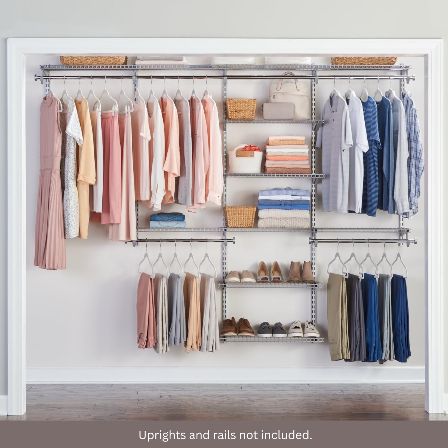 Rubbermaid Configurations Closet Shelves & Hanging Kit (2) 26" Shelves Titanium Custom Pantry Organizer and Storage/Clothes Rack for Home/Laundry/Bathroom/Mudroom/Pantry/Linen Closet - Image 6