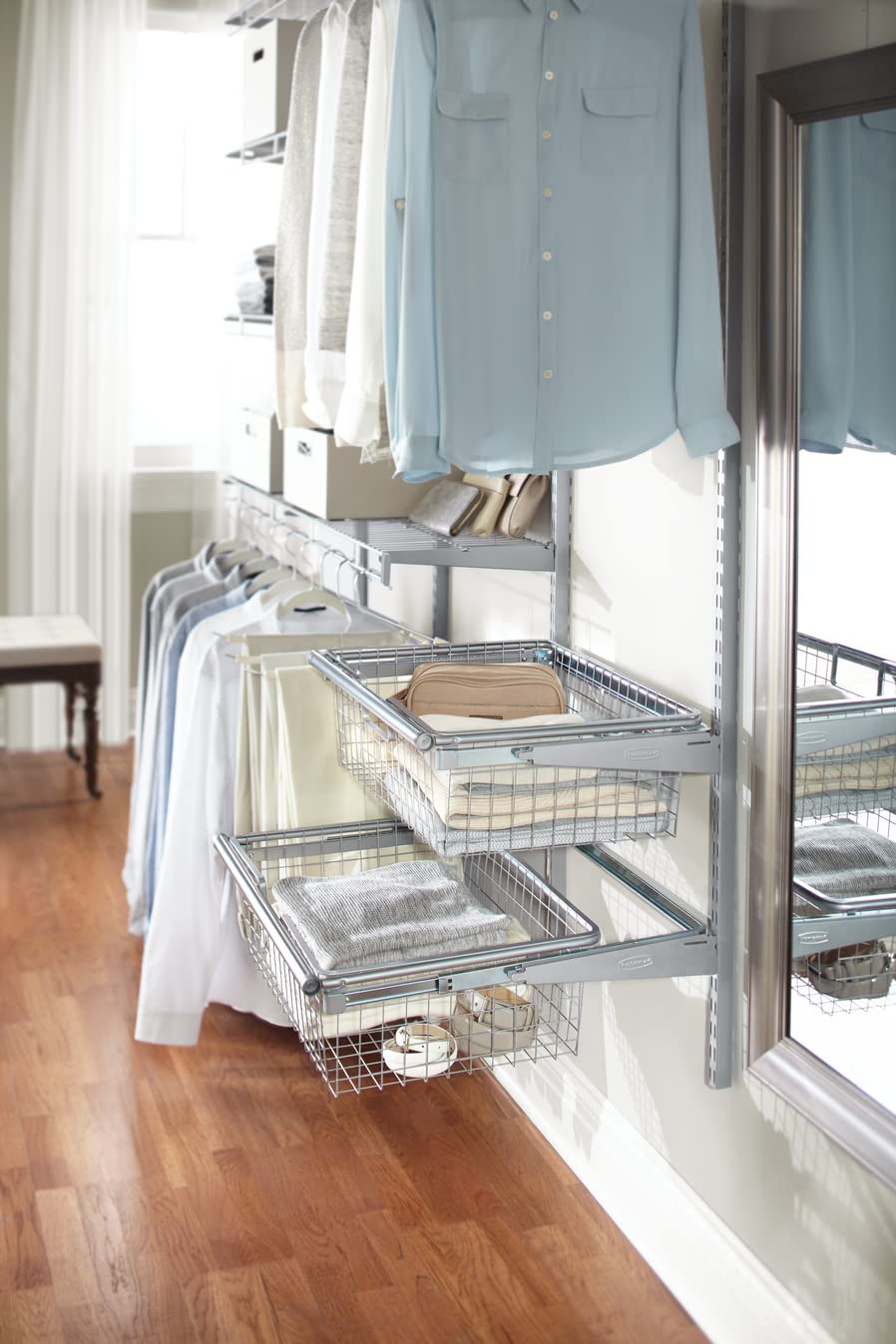 Rubbermaid Configurations Sliding Basket for Closet Drawer Organization, Titanium, Sturdy Slide Out Basket for Home/Laundry/Bathroom/Mudroom/Pantry/Linen Closet - Image 7