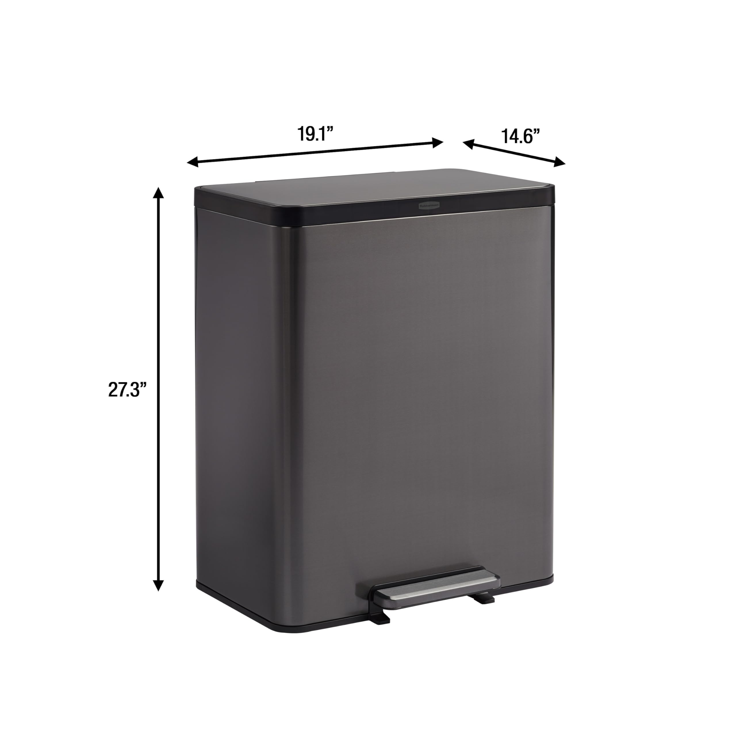 Rubbermaid Elite Stainless Steel Metal Dual Stream Step-On Trash Can for Waste and Recycling 15.9 Gallon Charcoal Trash and Recycle Bin Combo for Home/Kitchen/Garage/Apartment/Office - Image 7