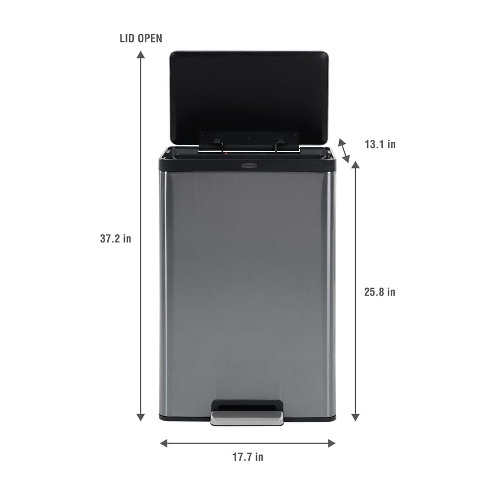 Rubbermaid Elite Stainless Steel Step-On Trash Can, 12 Gallon, Charcoal, Wastebasket for Home/Kitchen/Garage/Apartment/Office - Image 11