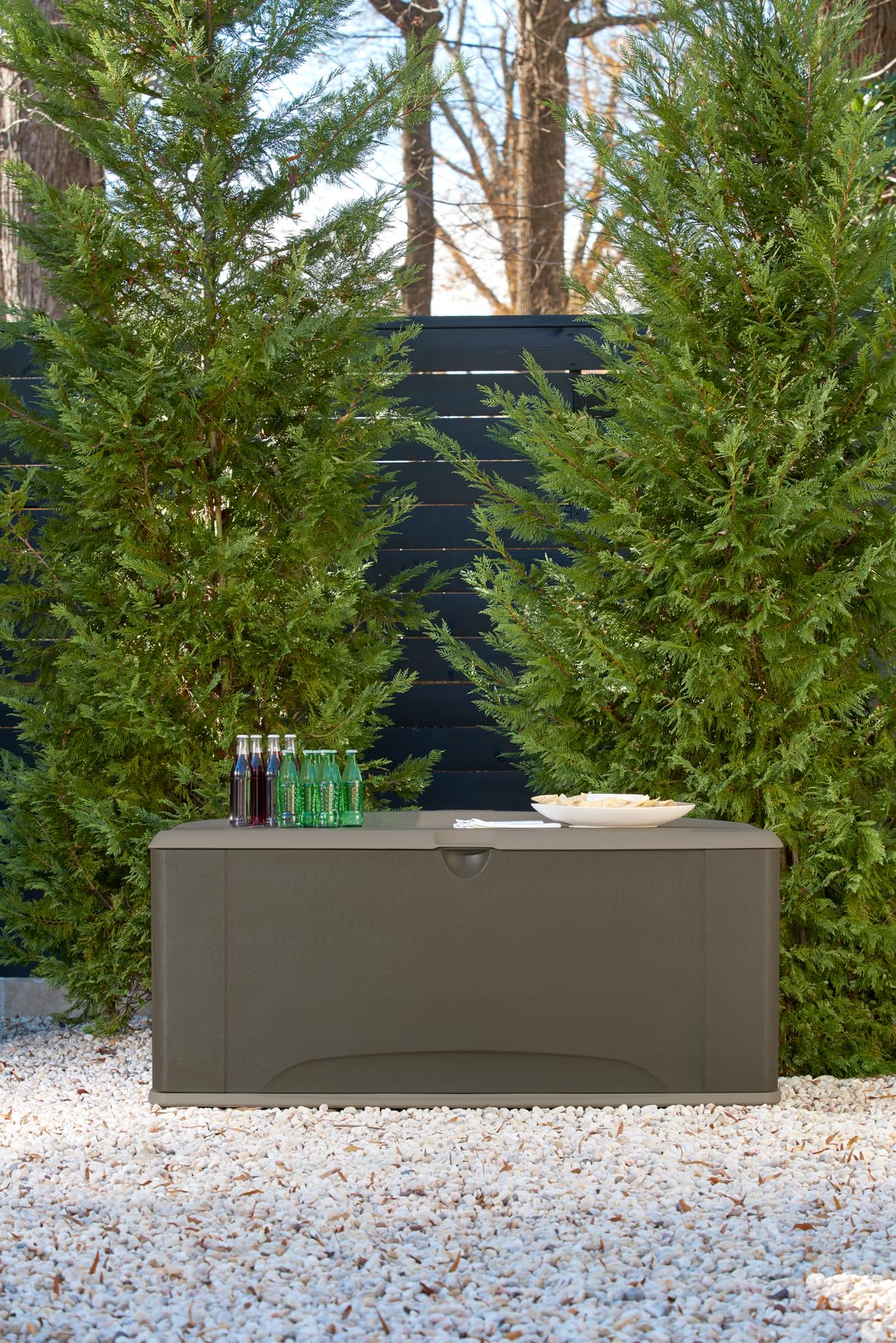 Rubbermaid Extra Large Resin Outdoor Storage Deck Box with Seat (120 Gal), Weather Resistant, Brown, Deck Organization for Home/Backyard/Pool Chemicals/Toys/Garden Tools/Porch/Patio Cushions - Image 7