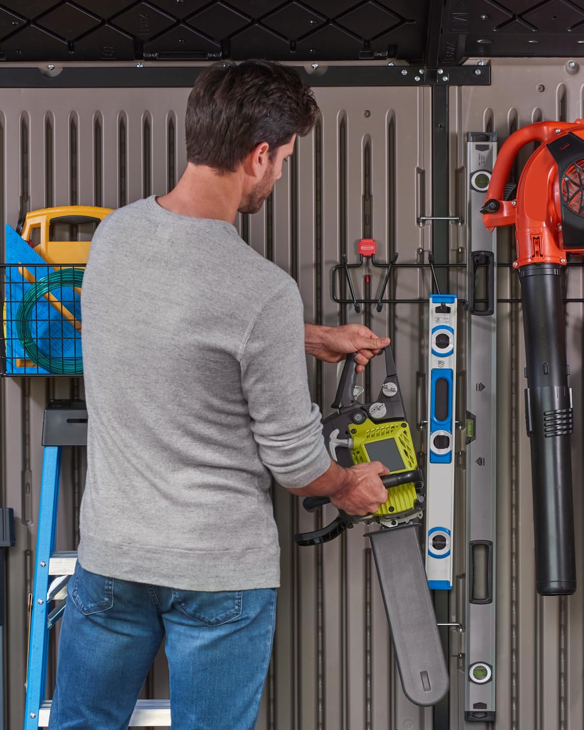 Rubbermaid Extra Large Resin Outdoor Storage Shed With Floor (7 x 10.5 Ft.) Weather Resistant Brown Organization for Home/Lawn Mower/Backyard Equipment/Bike Storage/Pool Supplies - Image 10