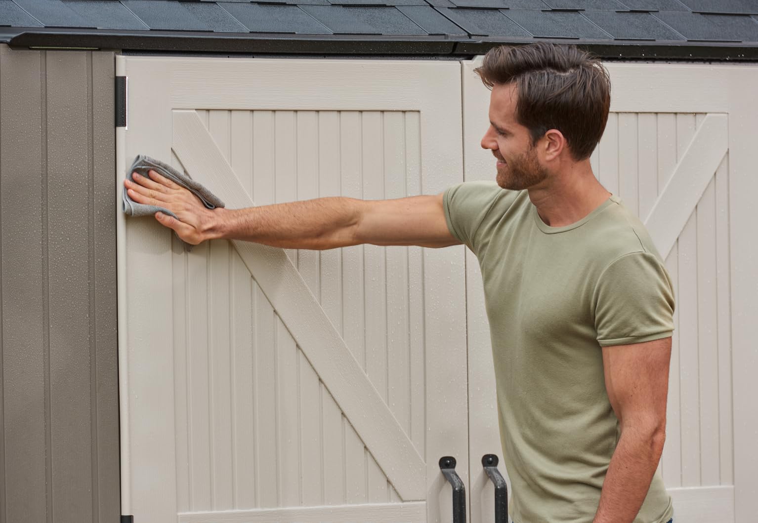 Rubbermaid Extra Large Resin Outdoor Storage Shed With Floor (7 x 10.5 Ft.) Weather Resistant Brown Organization for Home/Lawn Mower/Backyard Equipment/Bike Storage/Pool Supplies - Image 12