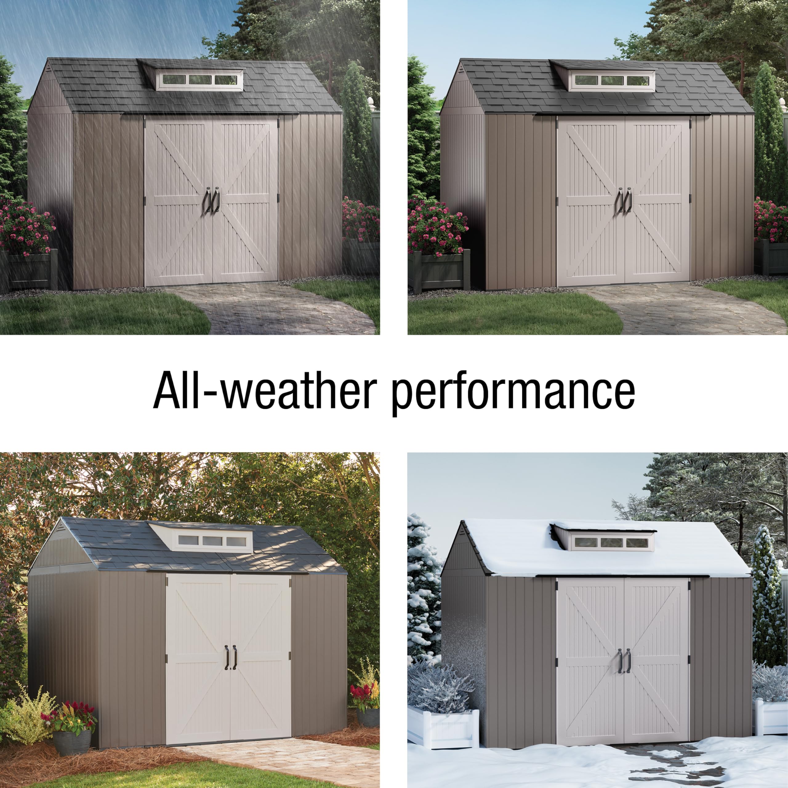 Rubbermaid Extra Large Resin Outdoor Storage Shed With Floor (7 x 10.5 Ft.) Weather Resistant Brown Organization for Home/Lawn Mower/Backyard Equipment/Bike Storage/Pool Supplies - Image 6