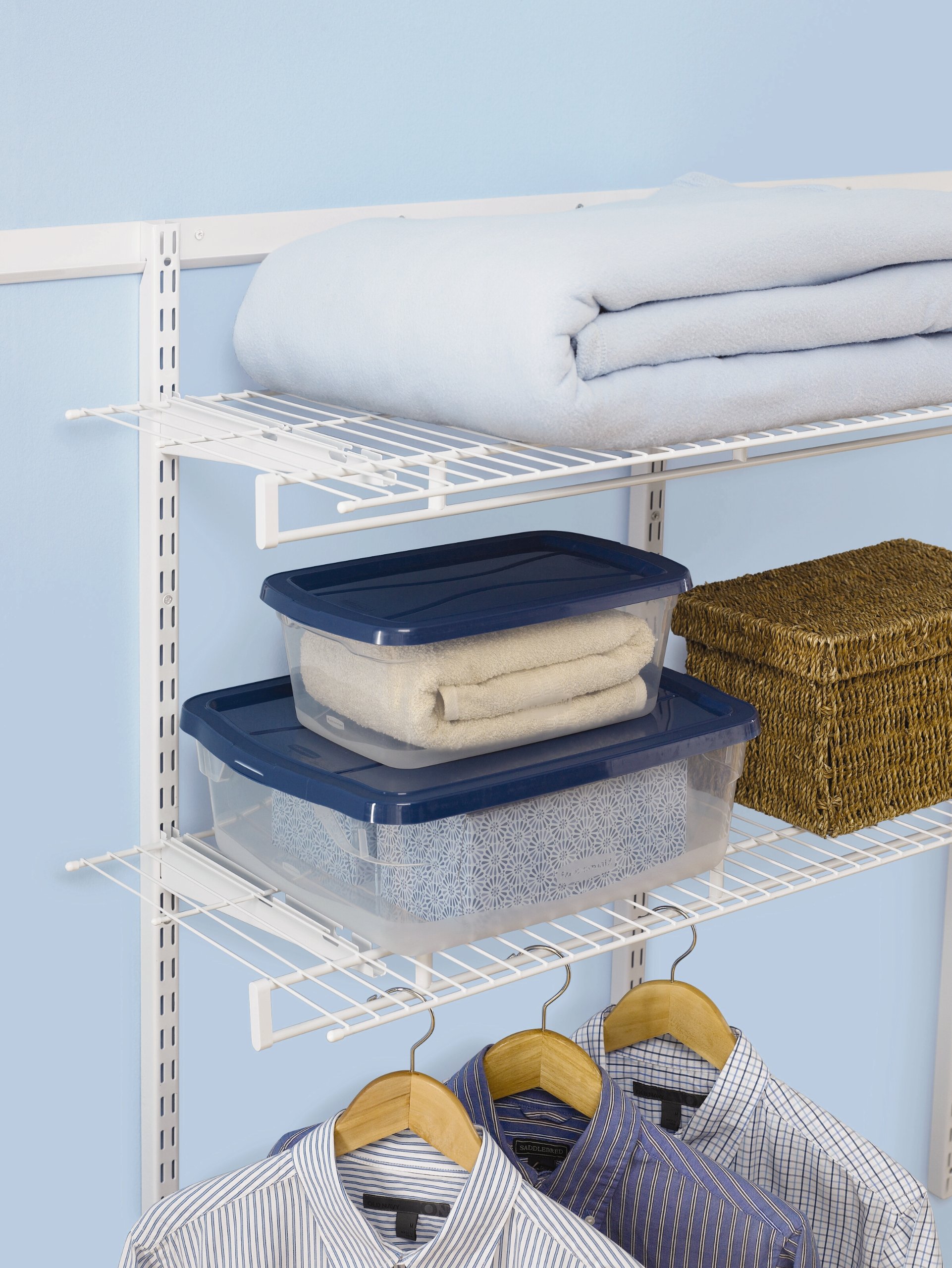 Rubbermaid FastTrack Multi-Purpose Closet Shelving Kit, White, Adjustable, Pantry Storage/Organization for your Clothes/Shoes/Food/Cleaning Supplies - Image 4