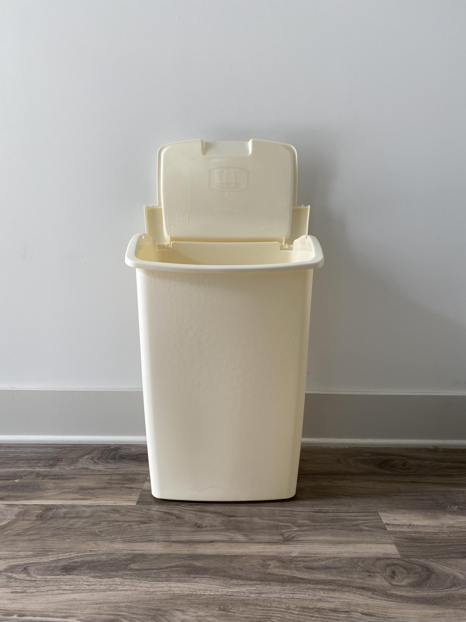 Rubbermaid FG280300BISQU Dual-Action Swing Lid Trash Can for Home, Kitchen, and Bathroom Garbage, 11.3 Gallon, Off-White Bisque, 45-quart, Tan - Image 6