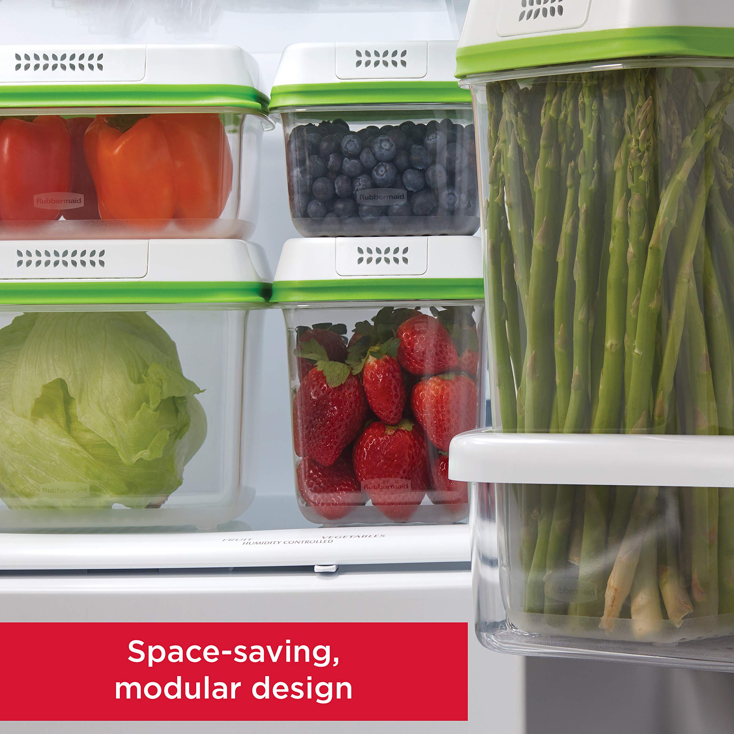 Rubbermaid FreshWorks Produce Saver, Medium and Large Storage Containers, 8-Piece Set, Set of 4, Med & Lg, Clear - Image 5