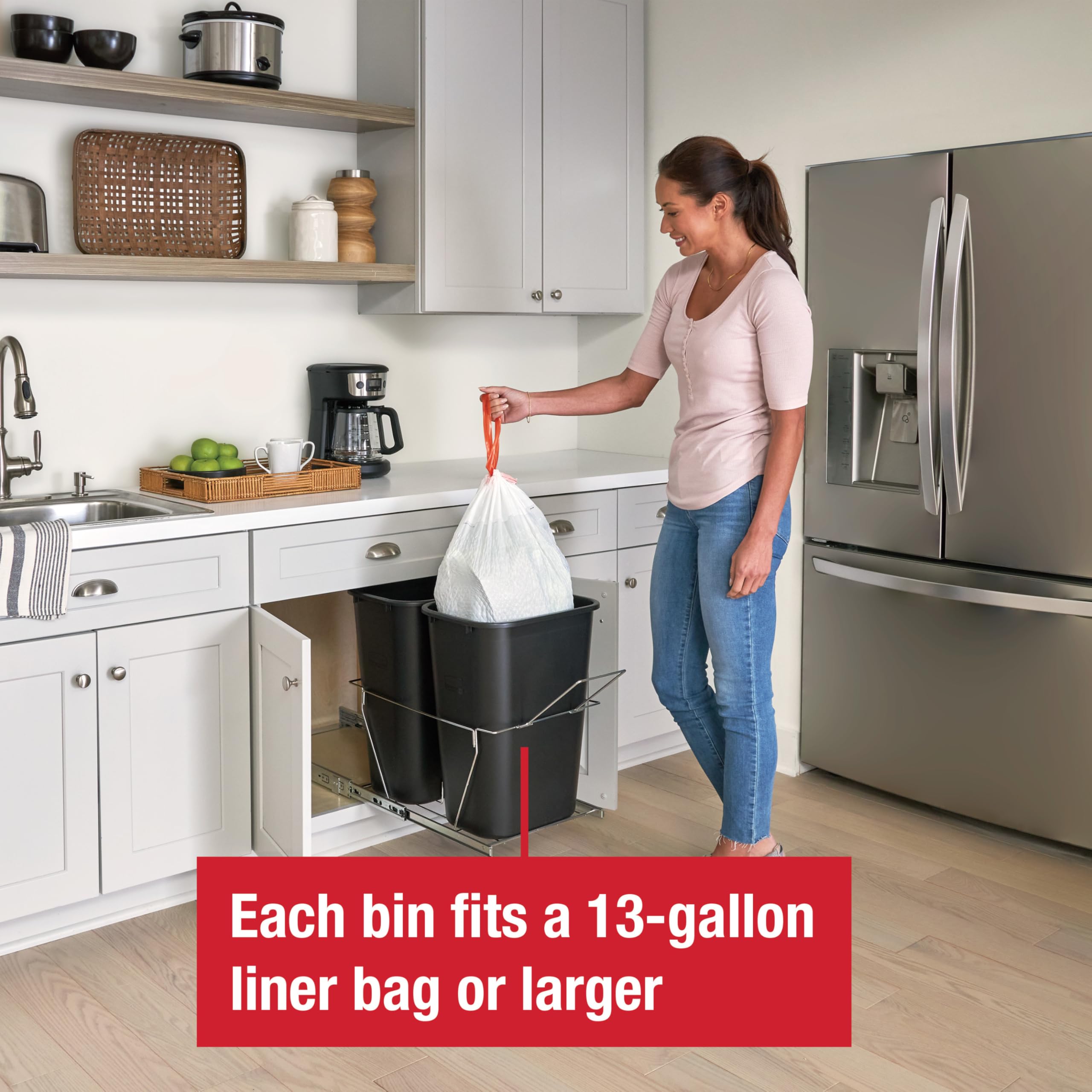 Rubbermaid Kitchen Cabinet Pull-Out Trash Can and Recycling Bin, 20-Gallon, Black, Under Sink Trash/ Recycling, for Home/Kitchen/Bathroom/Office/Garage - Image 6