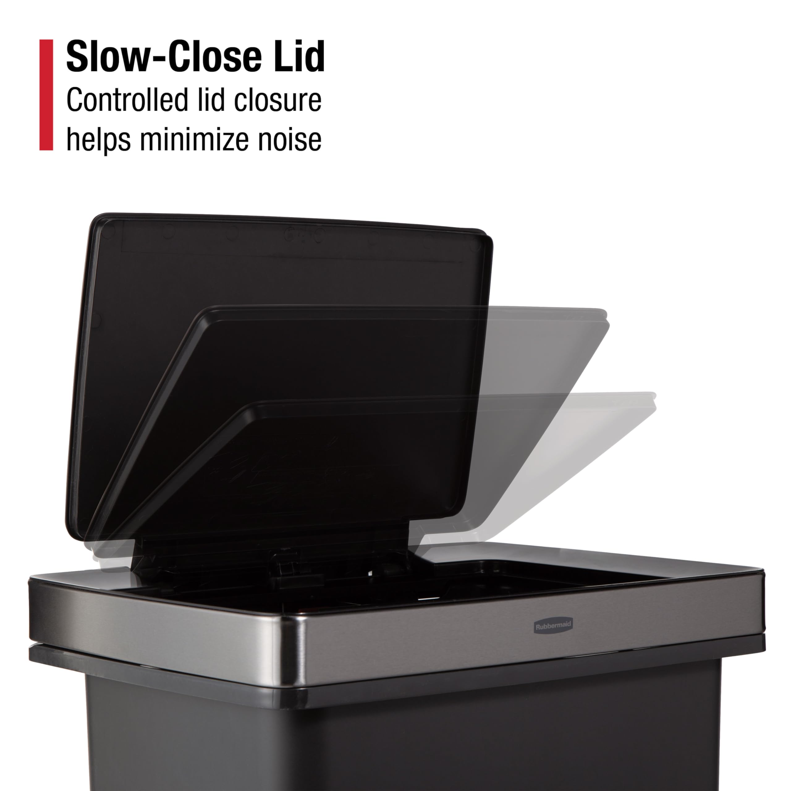 Rubbermaid Premier High-Capacity Step-On Trash Can, 19 Gallon, Single or Dual Stream Trash or Recycling, Charcoal, Stainless-Steel Rim, Lid Lock, Quiet Lid, for Home/Kitchen/Garage/Apartment - Image 5