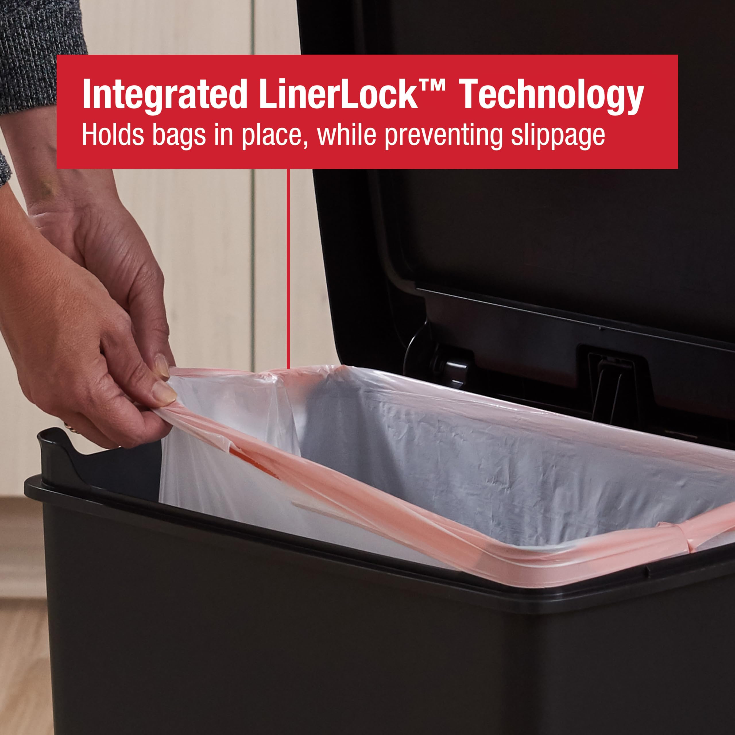 Rubbermaid Premier Series II Step-On Trash Can for Home and Kitchen, with Lid Lock and Slow Close, 12.4 Gallon, Charcoal, for Home/Kitchen/Garage/Apartment/Office - Image 3