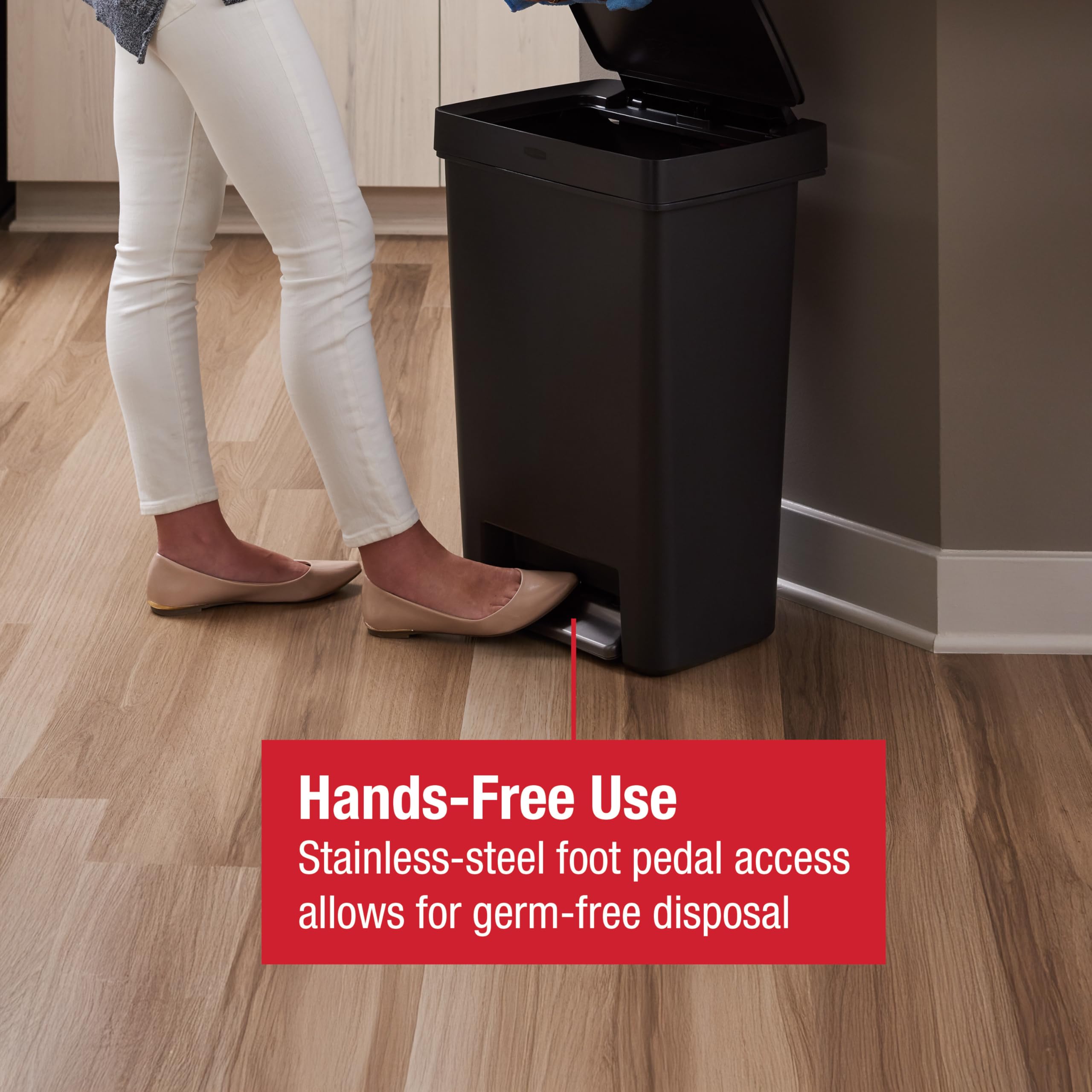 Rubbermaid Premier Series II Step-On Trash Can for Home and Kitchen, with Lid Lock and Slow Close, 12.4 Gallon, Charcoal, for Home/Kitchen/Garage/Apartment/Office - Image 4