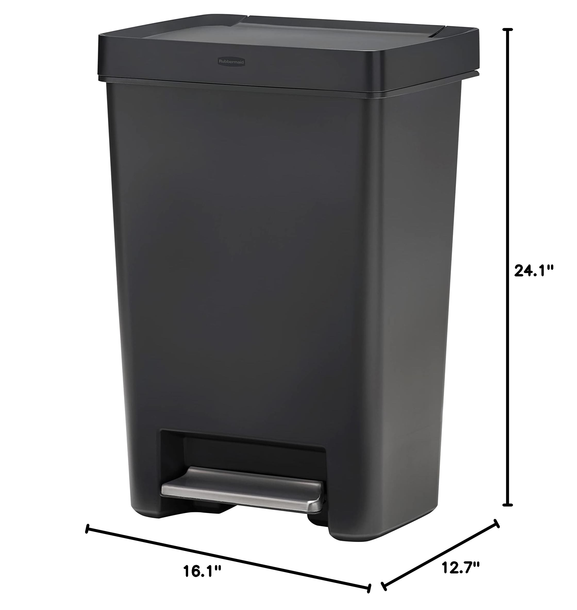 Rubbermaid Premier Series II Step-On Trash Can for Home and Kitchen, with Lid Lock and Slow Close, 12.4 Gallon, Charcoal, for Home/Kitchen/Garage/Apartment/Office - Image 7