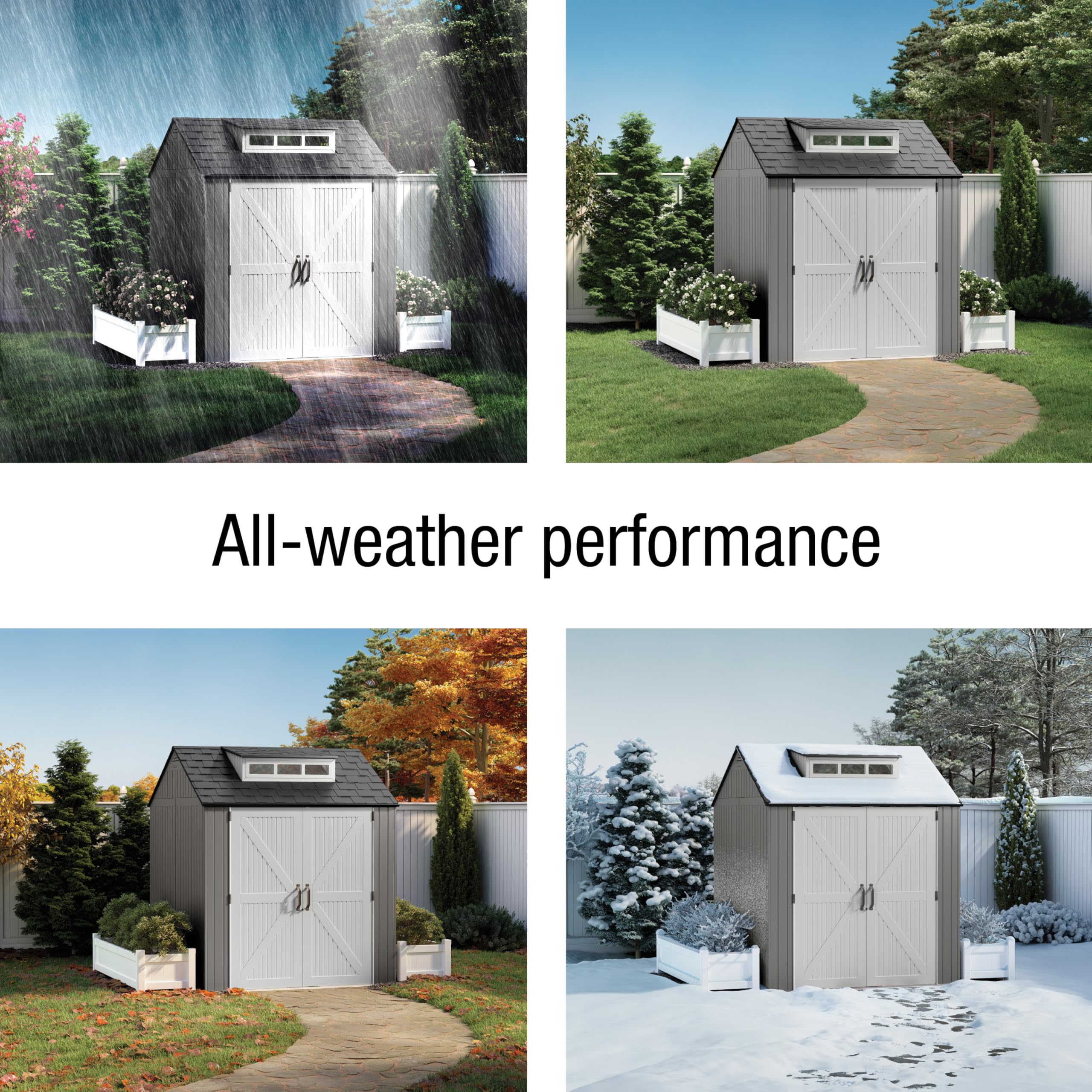 Rubbermaid Resin Outdoor Storage Shed With Floor (7 x 7 Ft) Weather Resistant Gray Organization for Home/Backyard/Garden Tools/Lawn Mower/Bike Storage/Pool Supplies - Image 3