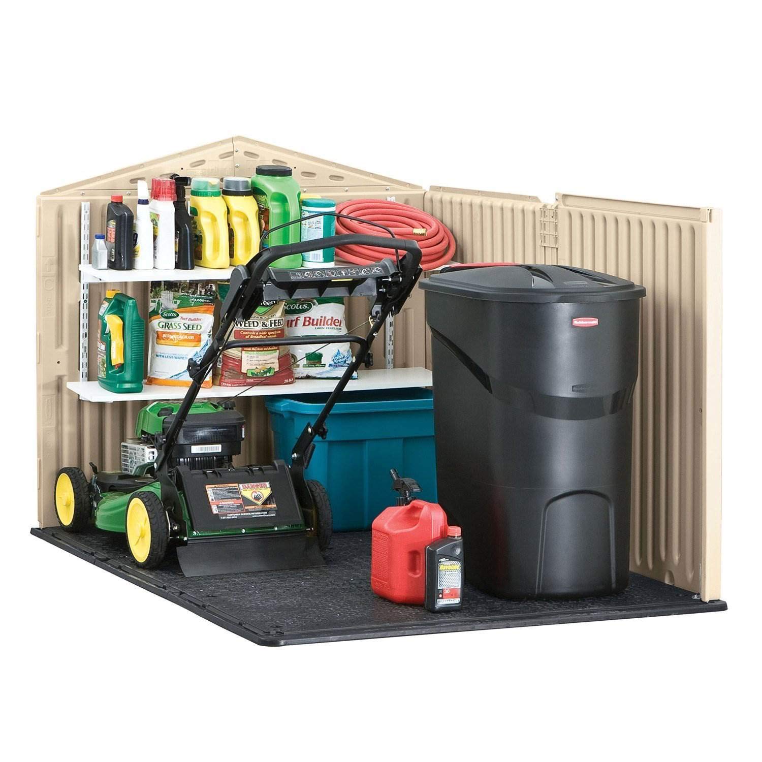 Rubbermaid Slide-Lid Resin Outdoor Storage Shed (5 x 6.5 Ft),Weather Resistant, Beige/Brown, Organization for Home/Backyard/Garden Tools/Lawn Mower/Bike Storage/Pool Supplies - Image 4