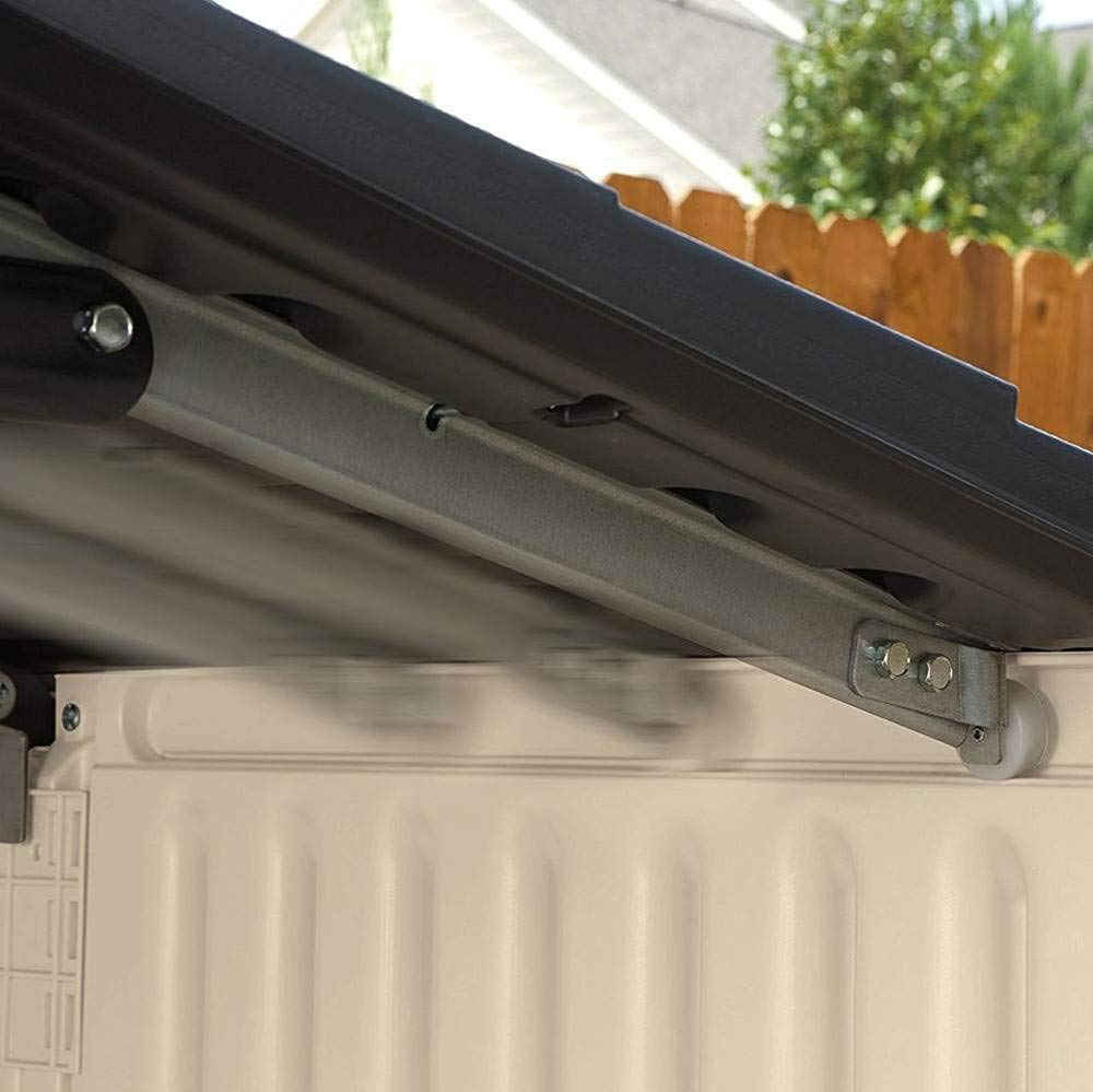 Rubbermaid Slide-Lid Resin Outdoor Storage Shed (5 x 6.5 Ft),Weather Resistant, Beige/Brown, Organization for Home/Backyard/Garden Tools/Lawn Mower/Bike Storage/Pool Supplies - Image 8