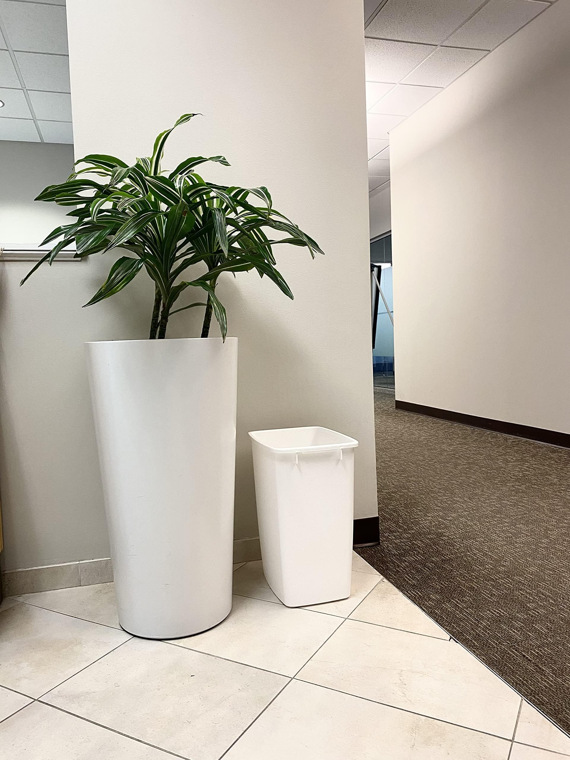 Rubbermaid Small Kitchen Bathroom Trash Can, 9 Gallons, White, Waste Basket for Under Counter/Kitchen/Office/Bedroom/Bathroom - Image 3