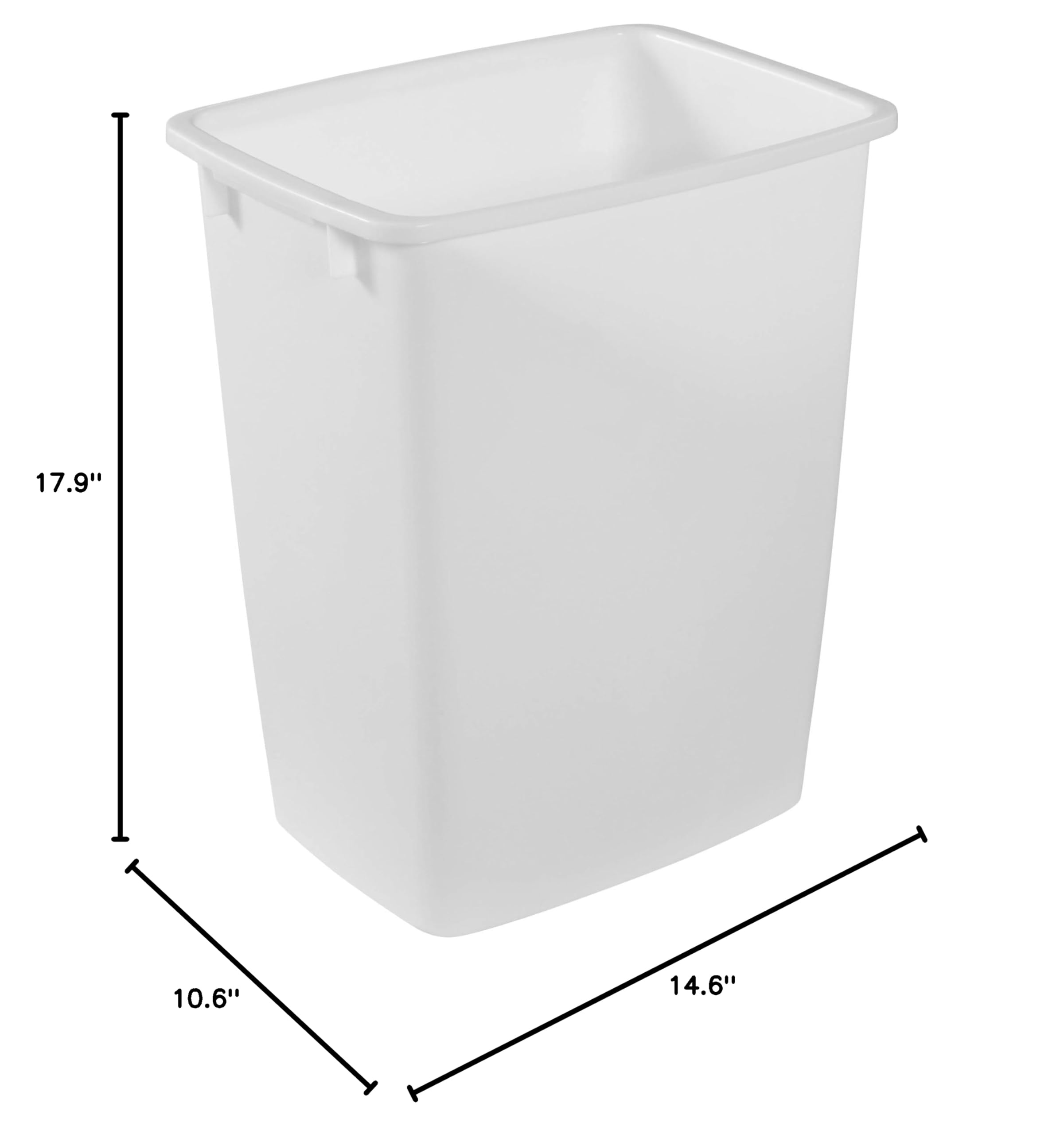 Rubbermaid Small Kitchen Bathroom Trash Can, 9 Gallons, White, Waste Basket for Under Counter/Kitchen/Office/Bedroom/Bathroom - Image 6