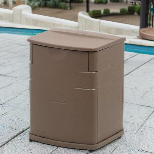 Rubbermaid Small Resin Outdoor Storage Deck Box (19 Gal) Weather Resistant Brown Deck Organization for Home/Small Garden Tools/Grilling Accessories/Pool Supplies - Image 5