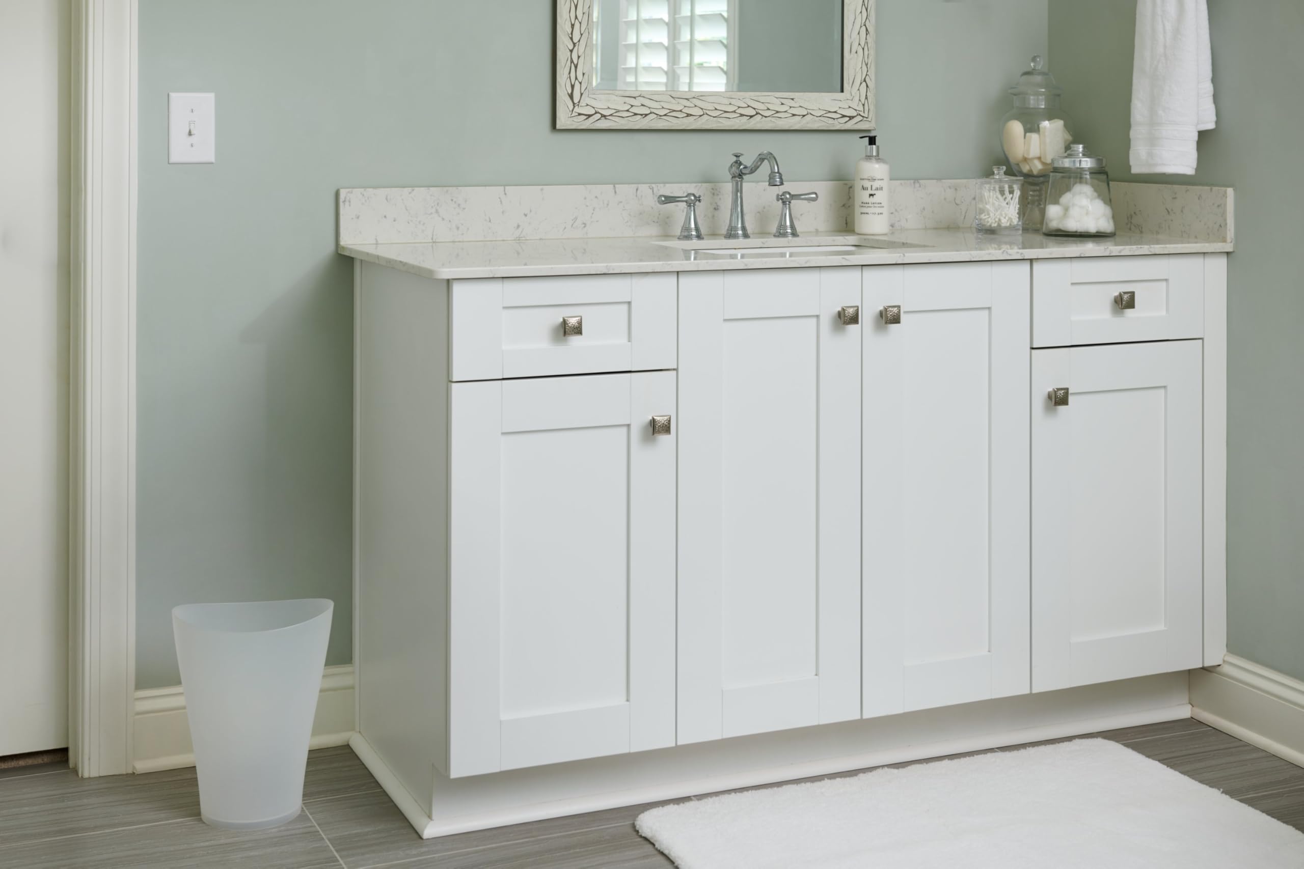 Rubbermaid Spa Works Compact Contemporary Style 9 Quart Indoor Open Vanity Home Trash Container White - Image 4