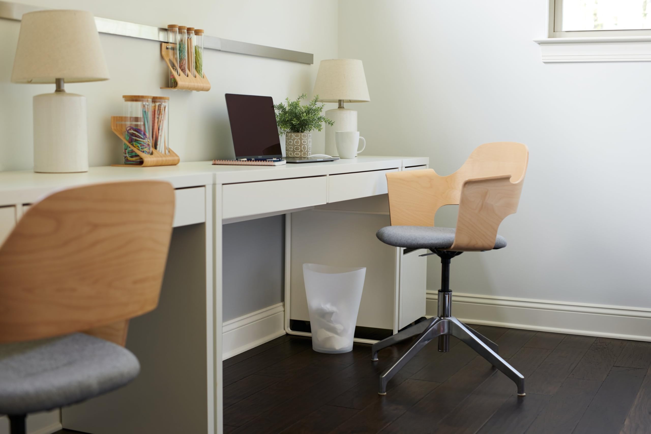 Rubbermaid Spa Works Compact Contemporary Style 9 Quart Indoor Open Vanity Home Trash Container White - Image 6