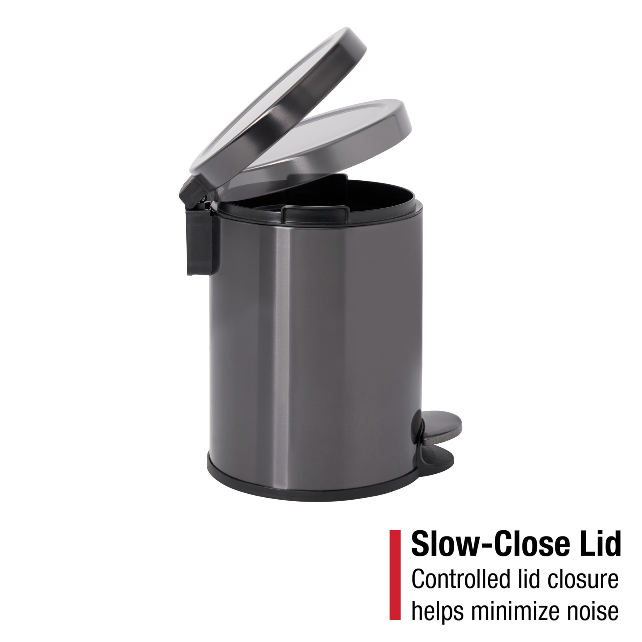 Rubbermaid Stainless Steel Round Step-On Trash Can, 1.6-Gallon, Charcoal, Wastebasket with Lid for Home/Bathroom/Kitchen/Office - Image 6