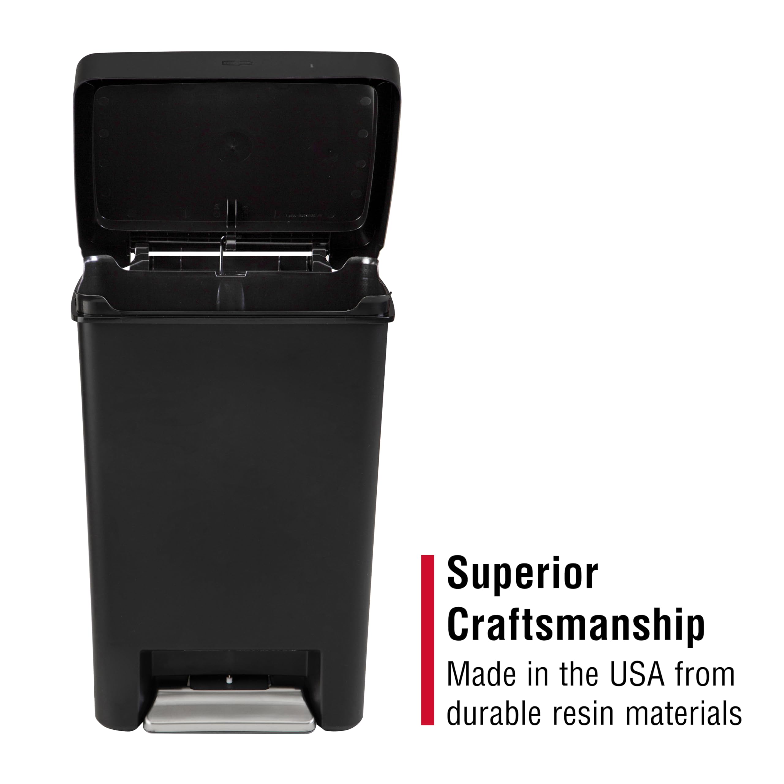 Rubbermaid Step-On Kitchen Trash Can with Lid, 12.4 Gallon, Black, Plastic Garbage Container for Home/Kitchen/Apartment/Garage - Image 6