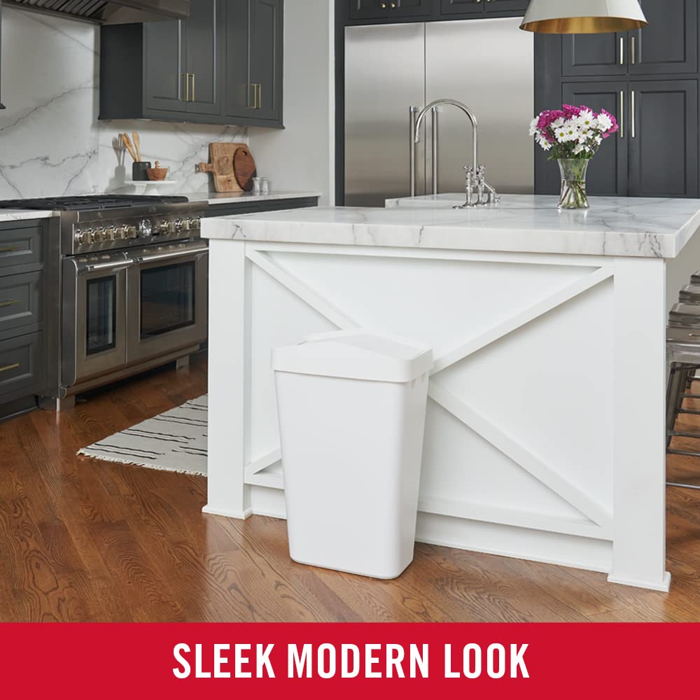 Rubbermaid Swing Top Waste Container for Home and Kitchen, Easy Access Disposal and Slim Modern Trash Can with Lid, 12.2 Gallon Capacity, White - Image 4