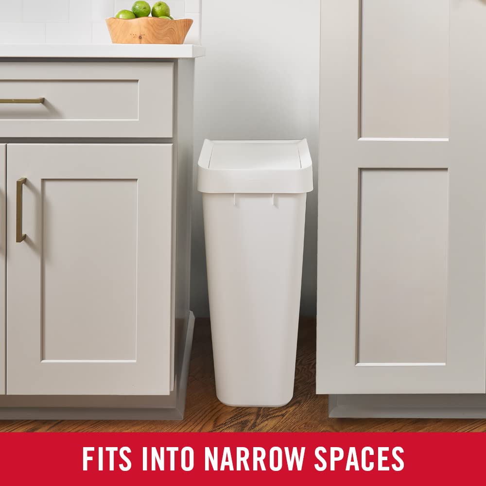 Rubbermaid Swing Top Waste Container for Home and Kitchen, Easy Access Disposal and Slim Modern Trash Can with Lid, 12.2 Gallon Capacity, White - Image 5