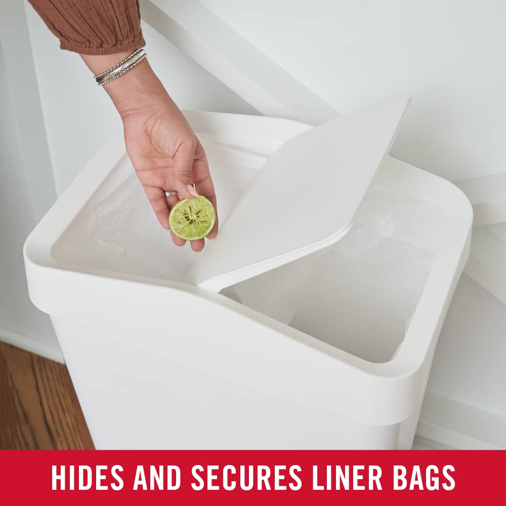 Rubbermaid Swing Top Waste Container for Home and Kitchen, Easy Access Disposal and Slim Modern Trash Can with Lid, 12.2 Gallon Capacity, White - Image 6