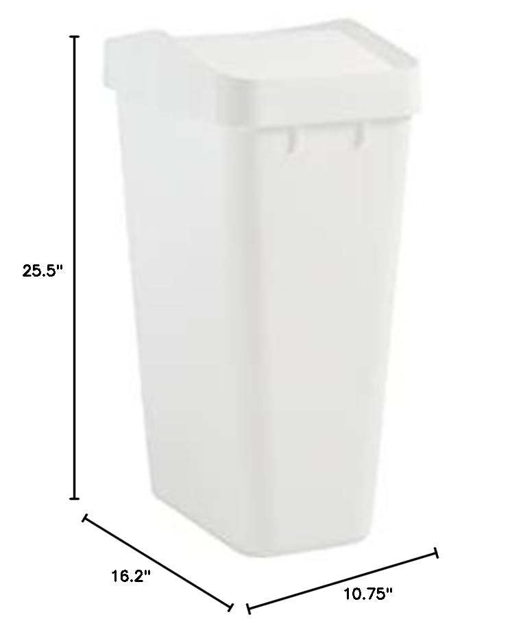 Rubbermaid Swing Top Waste Container for Home and Kitchen, Easy Access Disposal and Slim Modern Trash Can with Lid, 12.2 Gallon Capacity, White - Image 9