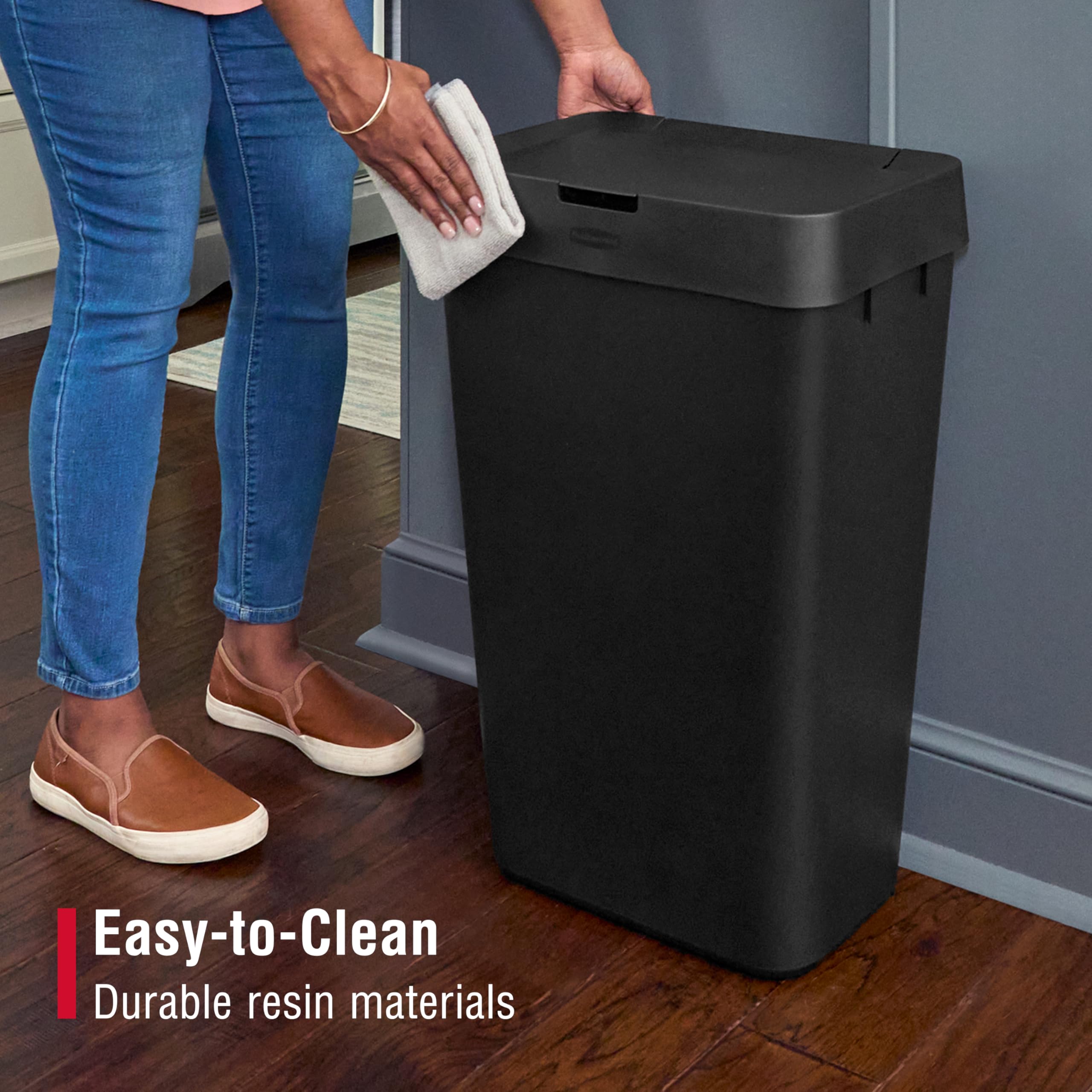Rubbermaid Touch-Top Kitchen Trash Can with Lid, 12.2 Gallon, Black, Garbage Container for Home/Kitchen/Apartment/Garage - Image 6