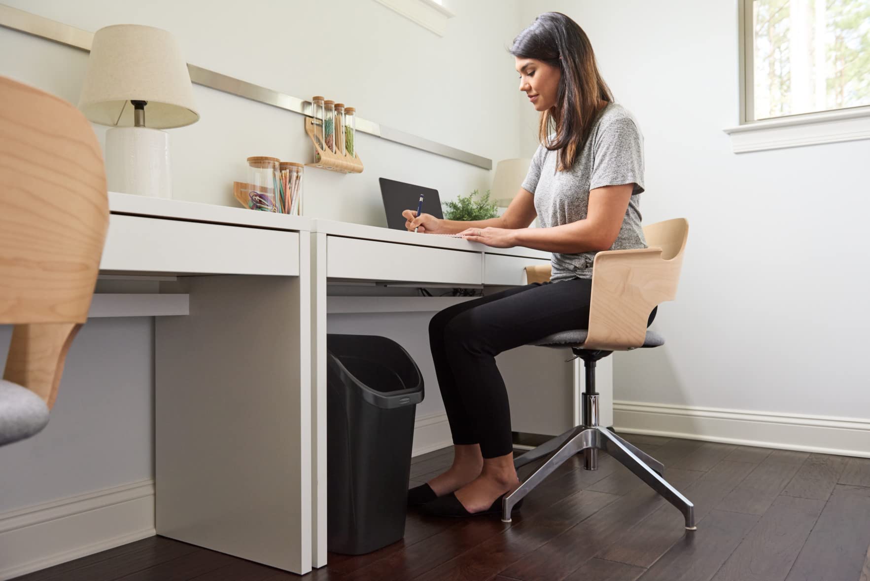 Rubbermaid Undercounter Small Trash Can, 2 Pack Blue and Black for Recycling/Waste, 9.4-Gallon, Fits under Sink/Desk/Cabinet for use in Kitchen/Bathroom/Office - Image 7